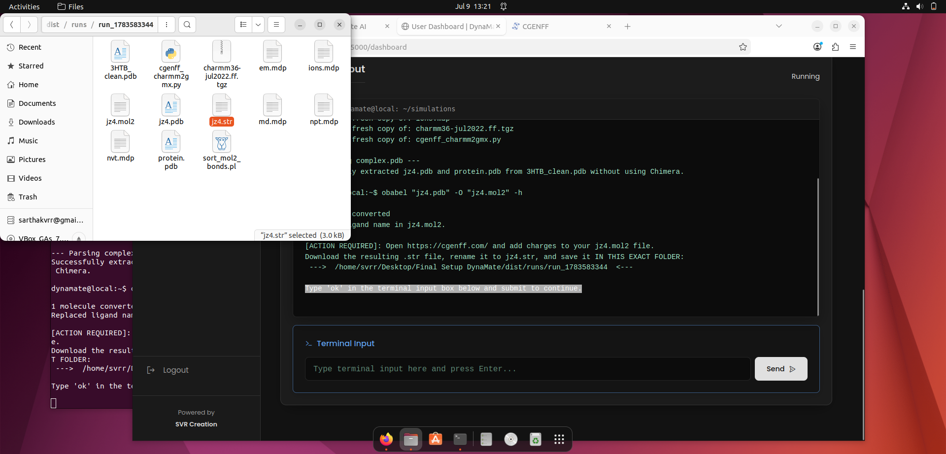 Send OK to terminal